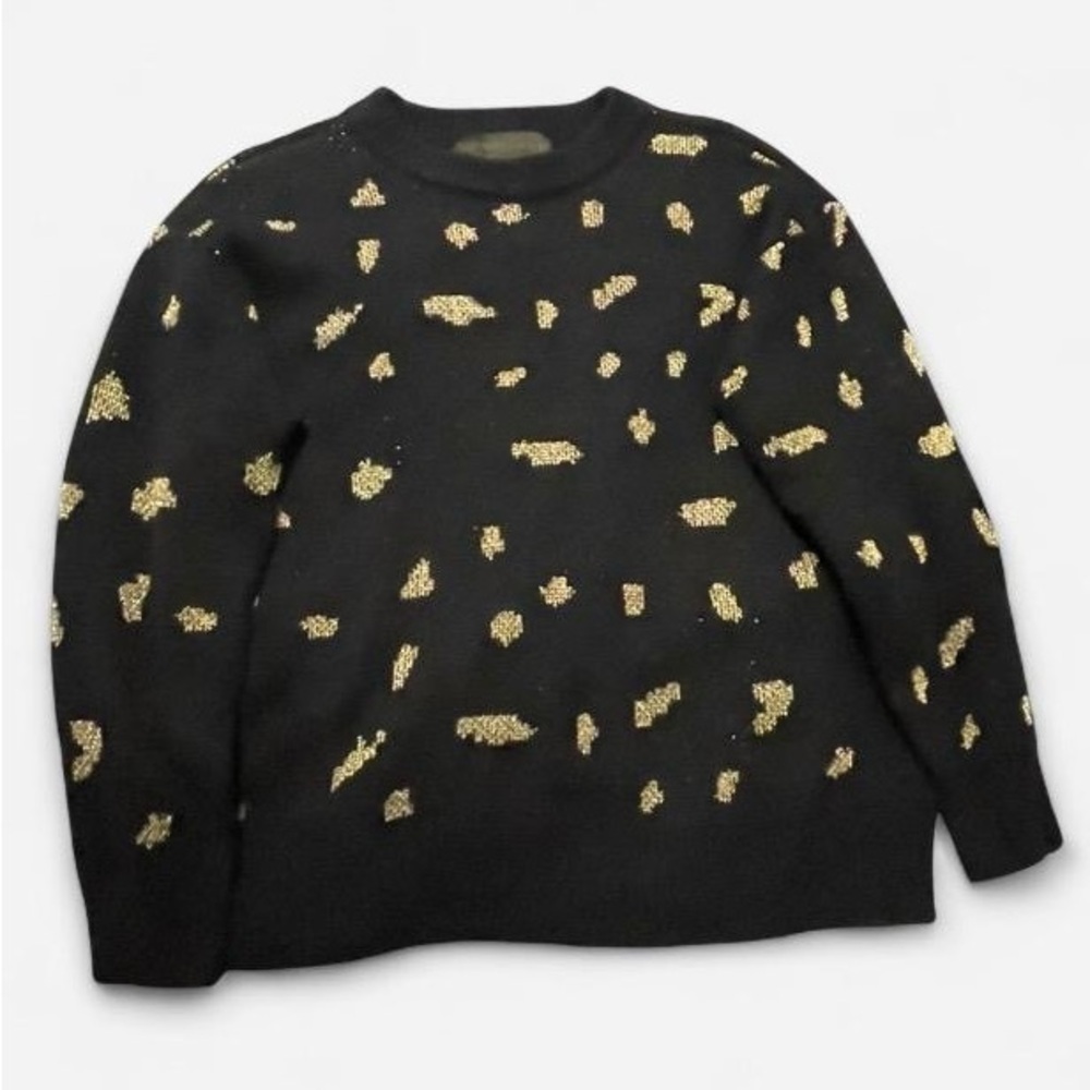 Kendall & Kylie Black Crewneck Sweater with Gold Speckle